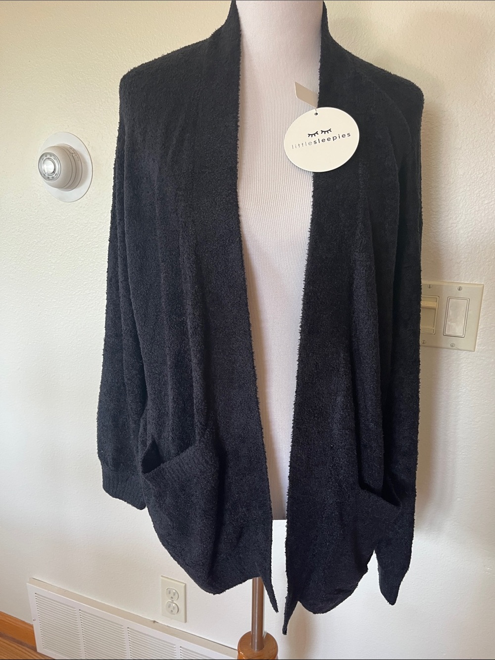 Little Sleepies Black Plush Open-Front Women's Cardigan NWT SIZE large